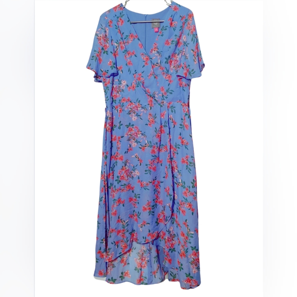 Vince Camuto Blue Floral High Low Dress